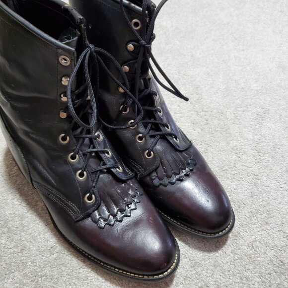 Laredo Black Leather Lace Up Boots - Picture 4 of 12